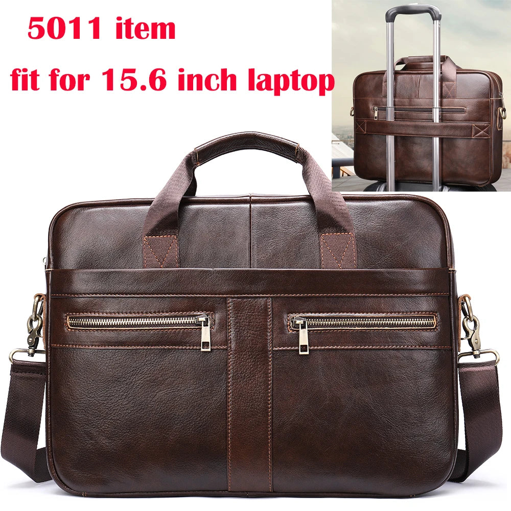 Men's Briefcases Men's Bags Genuine Leather Lawyer/Office Bag Laptop Bag Men's Leather Briefcases Bag for Documents - EUFASHIONBAGS