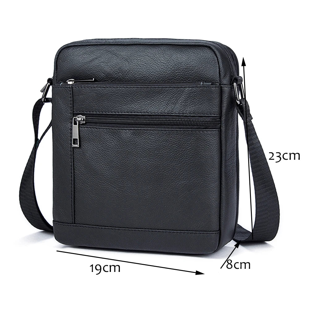 Men's Shoulder Bags Small Men's Bag Genuine Leather Black Crossbody Bags for Men Flap Man Messenger Bag Male Leather - EUFASHIONBAGS