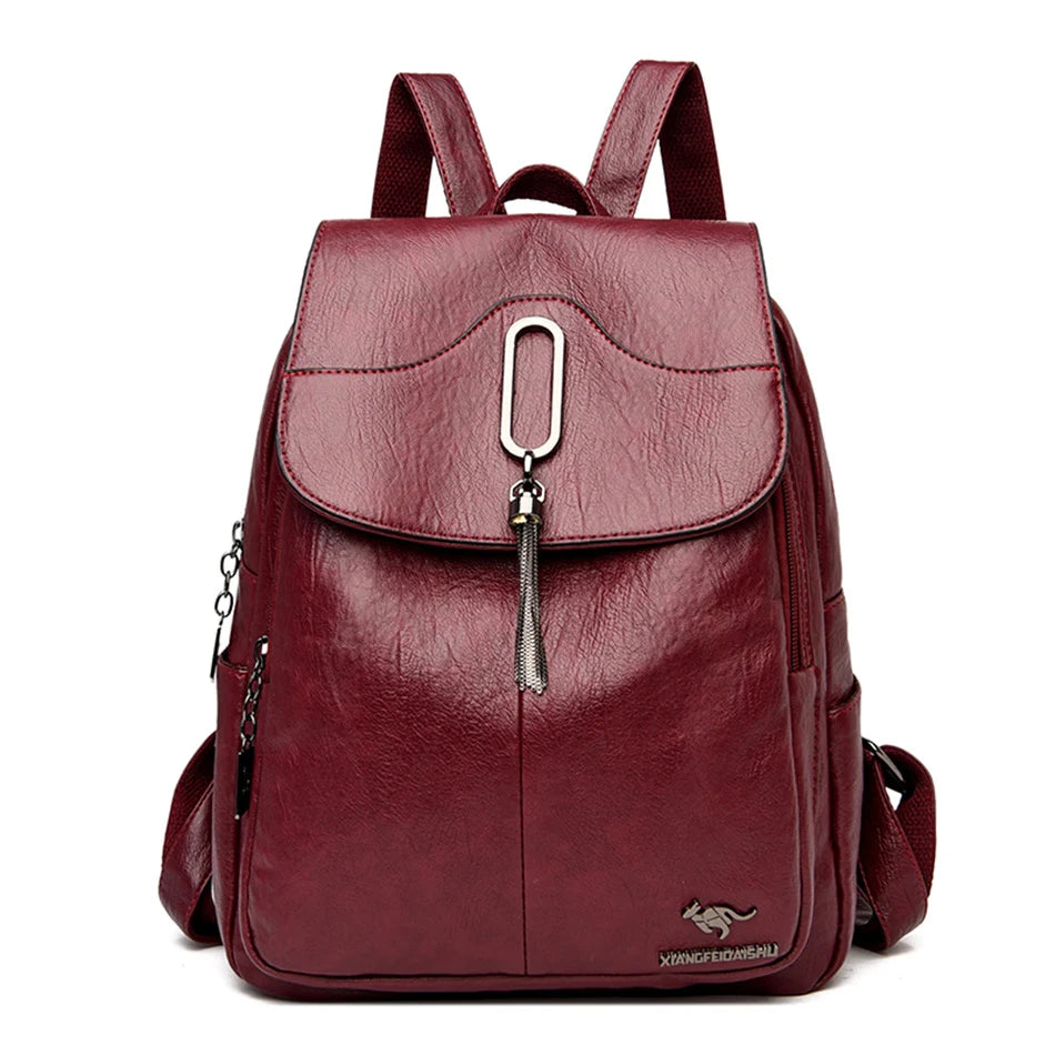 Women Soft Leather Backpacks High Capacity Female Back Pack Casual Travel Ladies Bagpack Machial Feminina for Teenager Grils - EUFASHIONBAGS