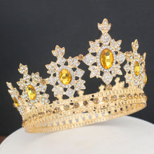 Cargar imagen en el visor de la galería, Royal Crystal Queen King Tiara and Crown Bridal Diadem Women Pageant Prom Headpiece Wedding Bride Hair Jewelry Accessories