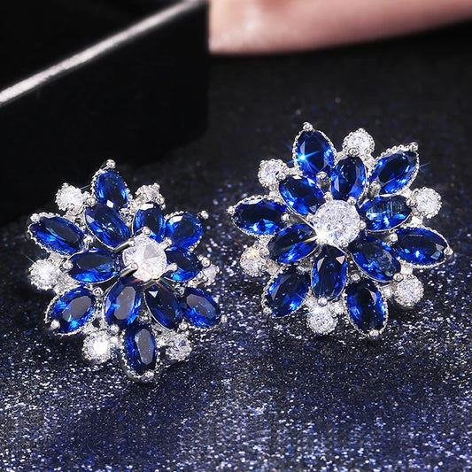 Gorgeous Double Layer Flower Women Stud Earring 7 Colors Available Wedding Dancing Party Gift Female Classic Earring - EUFASHIONBAGS