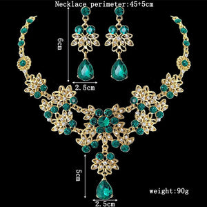 Fashion Crystal Water Drop Bridal Jewelry Sets Rhinestone Chokers Necklace Earrings Set bj22 - www.eufashionbags.com