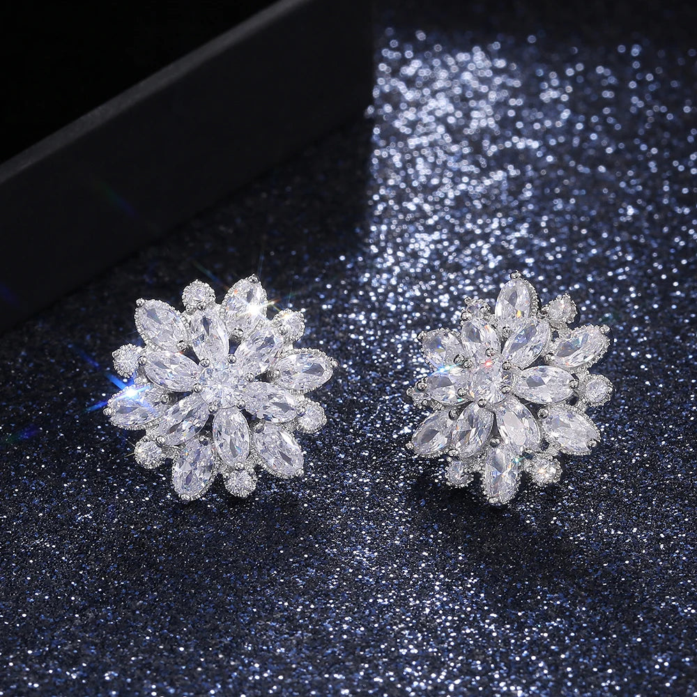 Gorgeous Double Layer Flower Women Stud Earring 7 Colors Available Wedding Dancing Party Gift Female Classic Earring - EUFASHIONBAGS