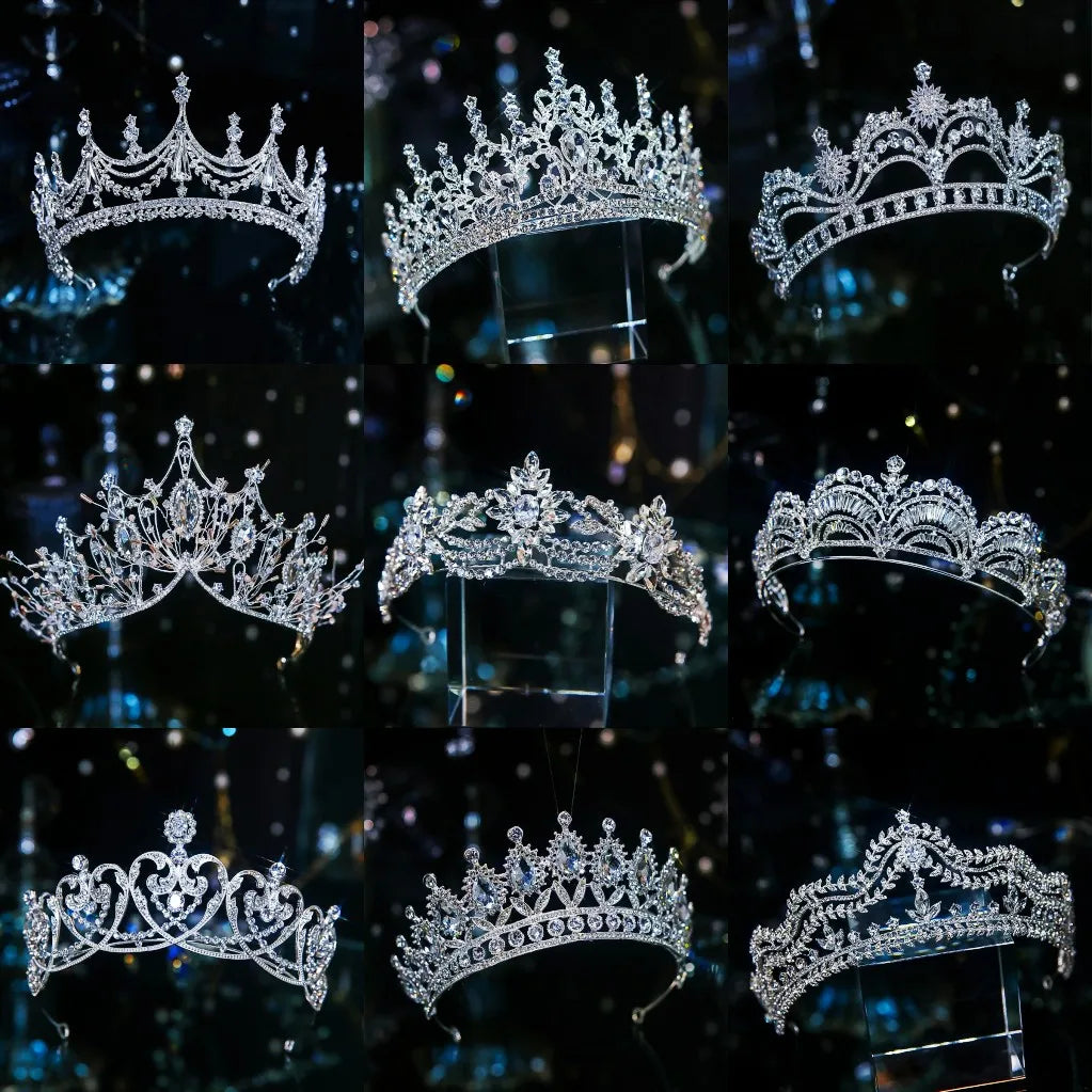 Luxury Diverse Silver Color Crystal Bridal Tiaras Crown Rhinestone Pageant Diadema Collares Headpieces Wedding Hair Accessories - EUFASHIONBAGS