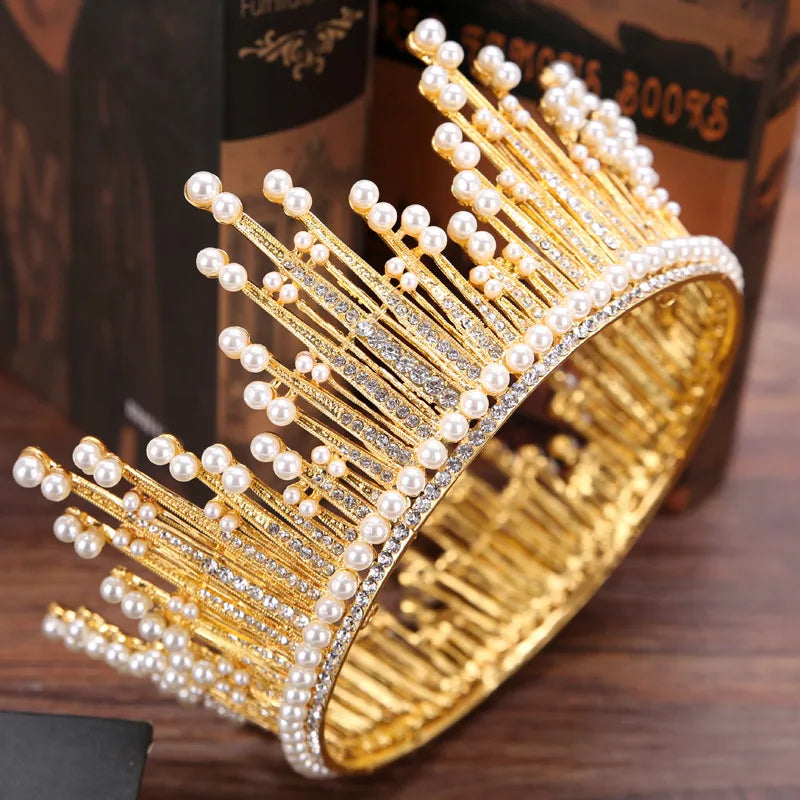 Full Crystal Queen King Tiara Crown Wedding Bridal Diadem Headpiece For Women Pageant Hair Ornaments Head Jewelry Accessories - EUFASHIONBAGS