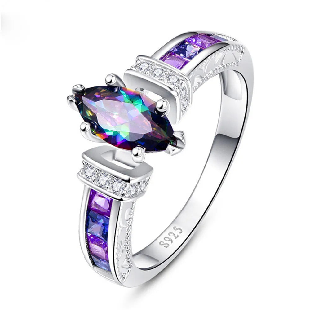 Special Marquise Shape Shiny Purple CZ Prong Setting Fashion Cocktail Party Rings for Women Size 6-10 wholesale lots bulk