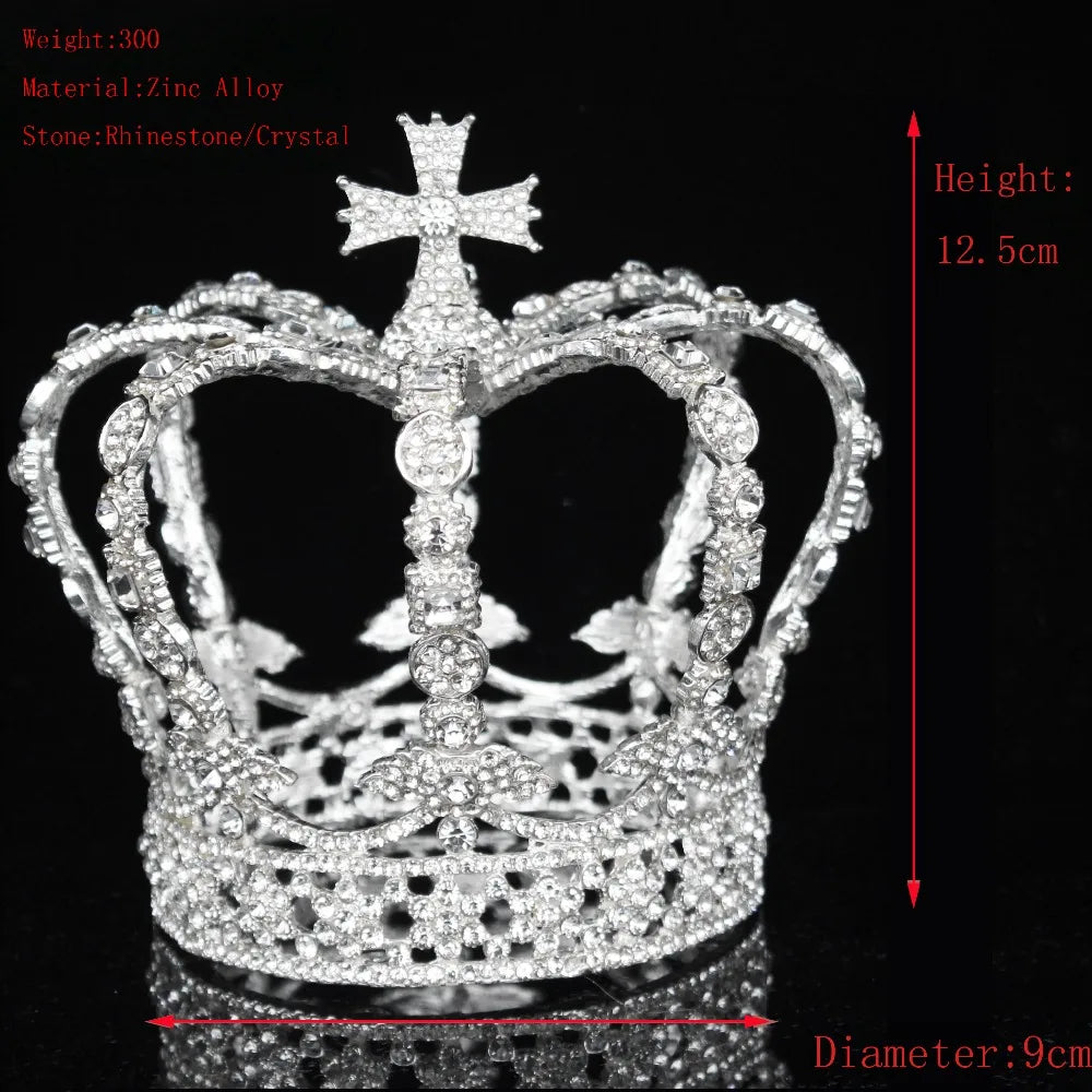 Crystal Vintage Royal Queen King Tiaras and Crowns Men/Women Pageant Prom Diadem Hair Ornaments Wedding Hair Jewelry Accessories - EUFASHIONBAGS