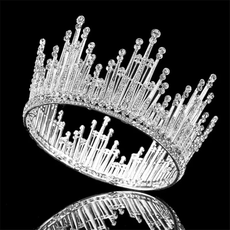 Luxury Full Rhinestone Tiara Crowns For Women/Girls Pageant Prom Round Diadem Wedding Bridal Hair Jewelry Accessories - EUFASHIONBAGS