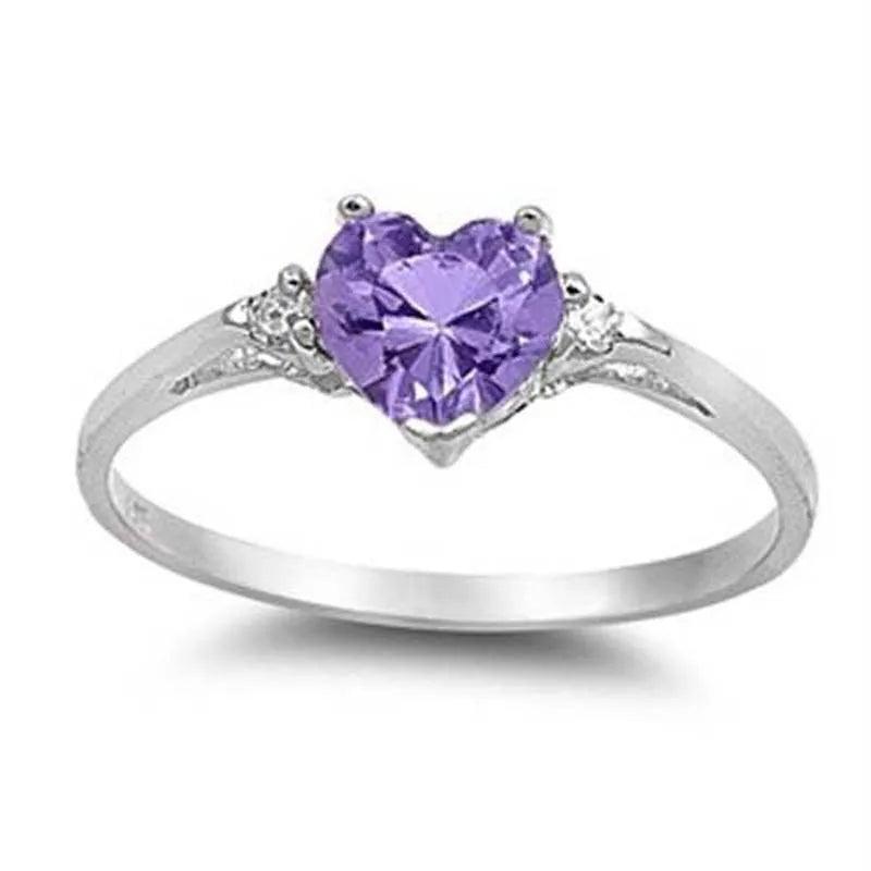 Mood Ring with Lovely Heart Design Brilliant CZ Prong Setting Silver Plated Best Christmas New Year Gift Rings for Women