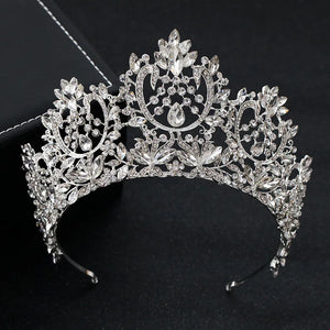 European Baroque Sparkling Crystal Big Bridal Tiara Crown Rhinestone Pageant Diadem Couronne De Mariage Wedding Hair Accessories