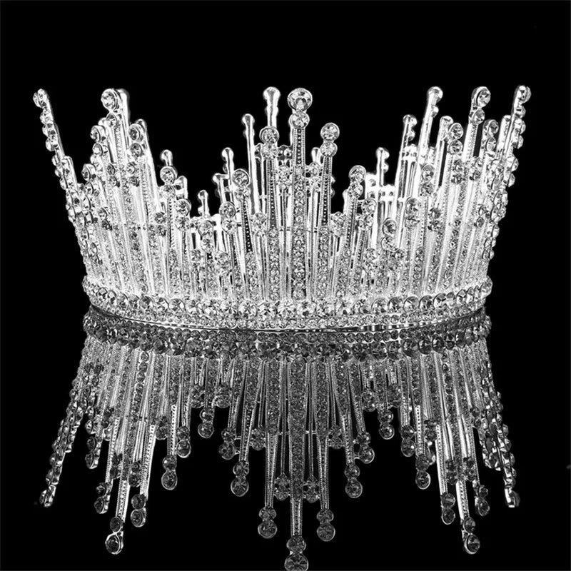 Luxury Full Rhinestone Tiara Crowns For Women/Girls Pageant Prom Round Diadem Wedding Bridal Hair Jewelry Accessories - EUFASHIONBAGS