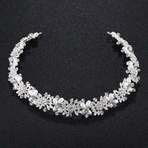 Luxury Clear Crystal Bridal Hair Vine Pearls Wedding Hair Jewelry Accessories Headpiece Women Rhinestone Pageant Crown Headbands