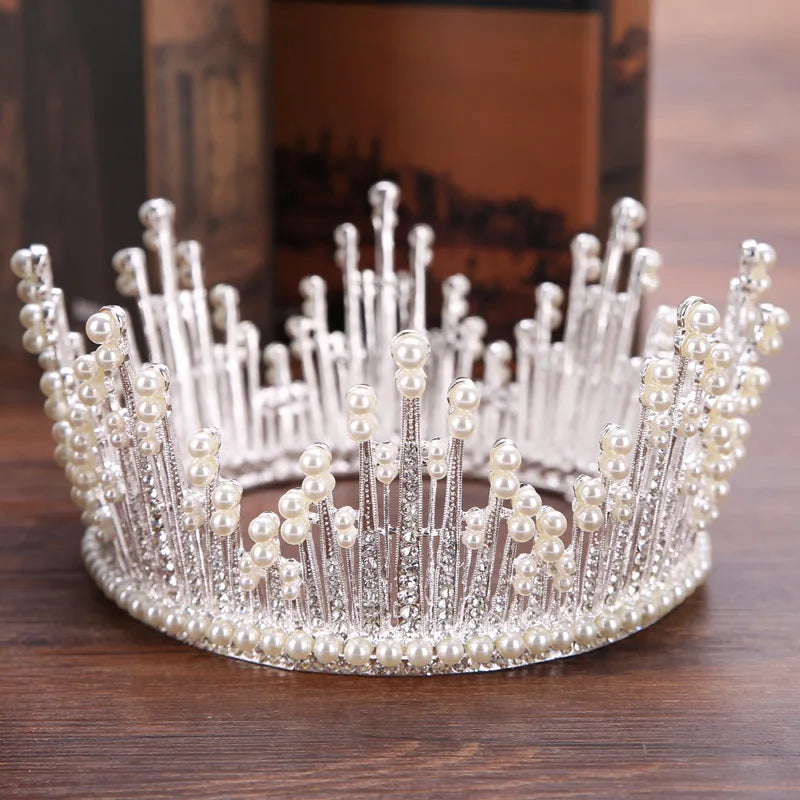 Full Crystal Queen King Tiara Crown Wedding Bridal Diadem Headpiece For Women Pageant Hair Ornaments Head Jewelry Accessories - EUFASHIONBAGS