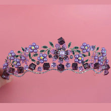 画像をギャラリービューアに読み込む, Luxury Baroque Purple Crystal Pearl Bridal Crown Tiara Magnificent Rhinestone Diadem for Bride Headband Wedding Hair Accessories