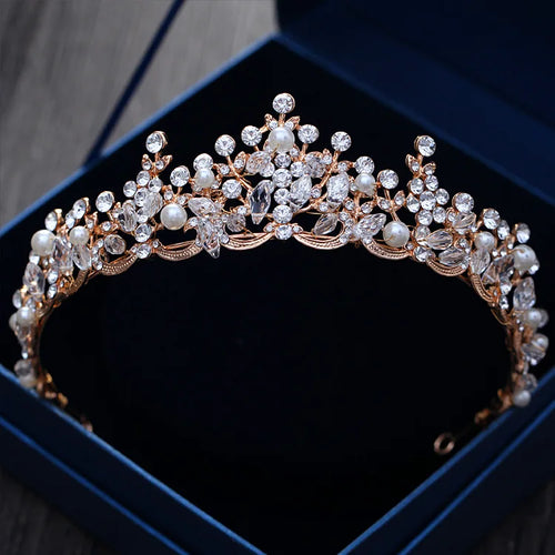 Vintage Crystal Princess Hair Tiaras Bridal Headpieces Women Rhinestone Pageant Diadem Crowns Headband Wedding Hair Accessories