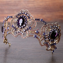 Cargar imagen en el visor de la galería, Baroque Purple Crystal Beauty Princess Crown Tiaras Magnificent Rhinestone Diadem for Bride Hairbands Wedding Hair Accessories