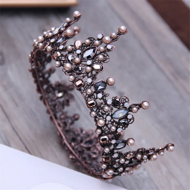 Royal Crowns Queen King Pageant Prom Tiara Diadem Vintage Men Crown Head Jewelry Accessories Hair Ornaments - EUFASHIONBAGS