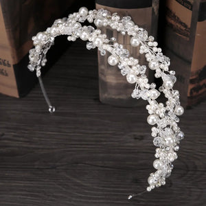 Luxury Pearl Crystal Bridal Tiaras Wedding Crown Crystal-manmade Diadem For Bride Hair Jewelry Hairband Accessories Hair Wear