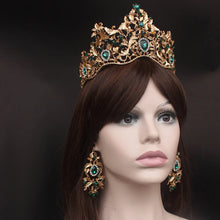 Laden Sie das Bild in den Galerie-Viewer, Fashion Baroque Magnificent Red Crystal Bridal Tiaras Green Wedding Crown for Bride Pageant Headbands Wedding Hair Accessories