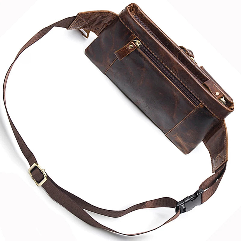 Genuine Leather Waist Packs Men Waist Bags Fanny Pack Belt Bag Phone Bags Travel Waist Pack Male Small Waist Bag Leather - EUFASHIONBAGS