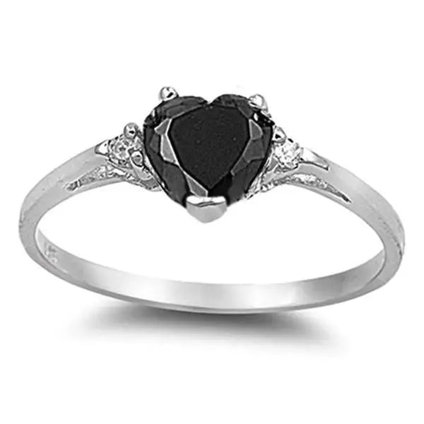 Mood Ring with Lovely Heart Design Brilliant CZ Prong Setting Silver Plated Best Christmas New Year Gift Rings for Women