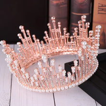 Cargar imagen en el visor de la galería, Large Round Crystal Tiaras and Crowns Bridal Diadem Headpiece For Women Pageant Hair Ornaments Wedding Head Jewelry Accessories