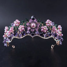 画像をギャラリービューアに読み込む, Luxury Baroque Purple Crystal Pearl Bridal Crown Tiara Magnificent Rhinestone Diadem for Bride Headband Wedding Hair Accessories