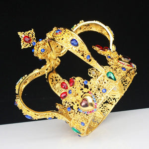 Male Cross Crown Baroque Bridal Wedding Crown Royal Queen King Tiara Birthday Party Hair Jewelry Accessories Prom Pageant Diadem