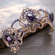 Cargar imagen en el visor de la galería, Baroque Purple Crystal Beauty Princess Crown Tiaras Magnificent Rhinestone Diadem for Bride Hairbands Wedding Hair Accessories