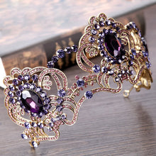 Cargar imagen en el visor de la galería, Baroque Purple Crystal Beauty Princess Crown Tiaras Magnificent Rhinestone Diadem for Bride Hairbands Wedding Hair Accessories