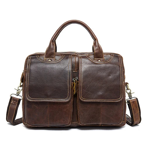 Men's Briefcases Bags Men's Genuine Leather Laptop Bag Messenger Bag Men Leather office Bags for Men Document Briefcases - EUFASHIONBAGS