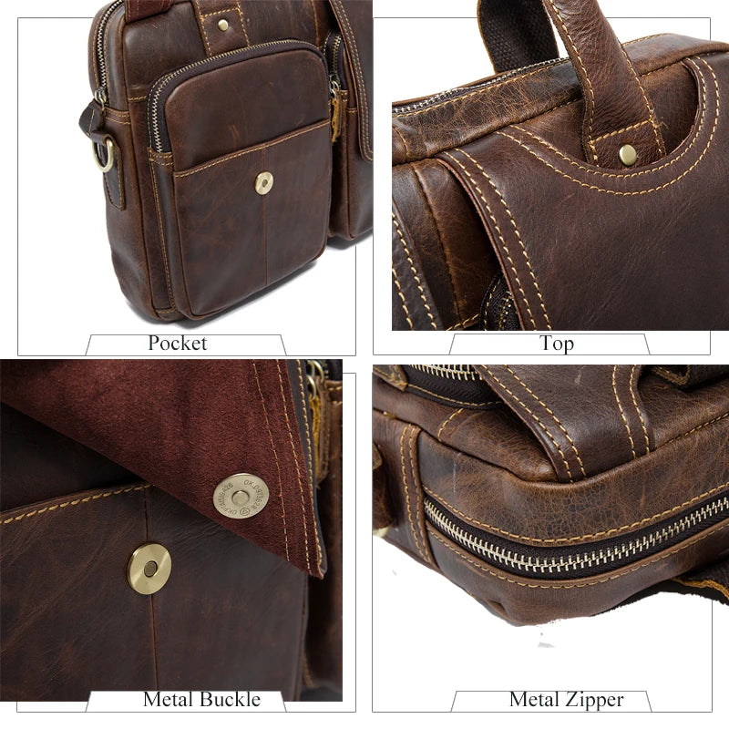 Men's Bag Genuine Leather Men's Briefcases Laptop Bag Leather Totes for Document Office Bags for Men Messenger Bags - EUFASHIONBAGS