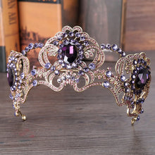 Cargar imagen en el visor de la galería, Baroque Purple Crystal Beauty Princess Crown Tiaras Magnificent Rhinestone Diadem for Bride Hairbands Wedding Hair Accessories