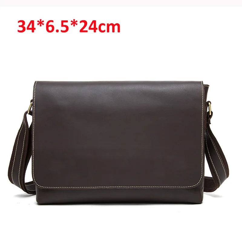 Crazy Horse Leather Men's Briefcases Laptop Bag Office Bags for Men Cover Messenger Bags Men's Leather Bag Computer Bags - EUFASHIONBAGS