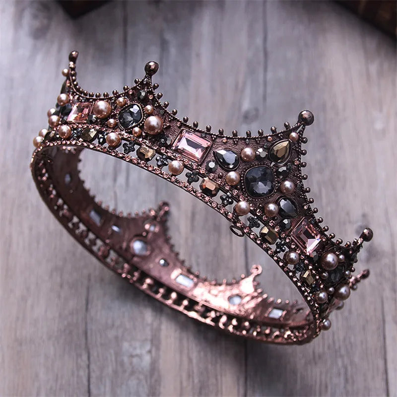 Royal Crowns Queen King Pageant Prom Tiara Diadem Vintage Men Crown Head Jewelry Accessories Hair Ornaments - EUFASHIONBAGS