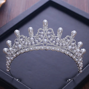 Tiaras And Crowns Luxury CZ Pearl Princess Pageant Engagement Wedding Hair Accessories For Bridal Jewelry Shine Crystal Crown