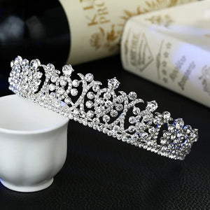 Luxury Silver Color Crystal Wedding Tiaras Hairband Rhinestone Pageant Diadem Prom Crown Bridal Hair Accessories tiara de noiva