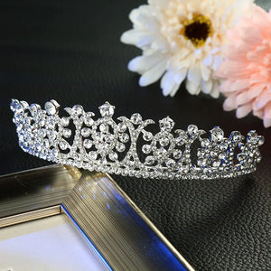 Luxury Silver Color Crystal Wedding Tiaras Hairband Rhinestone Pageant Diadem Prom Crown Bridal Hair Accessories tiara de noiva