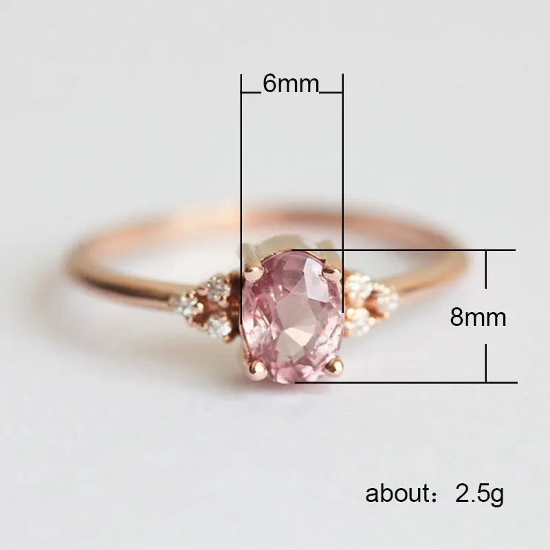 Trendy Women Ring Rose Gold color Solitaire Oval Cubic Zircon Special Wedding Ring For Women Wholesale New Arrival