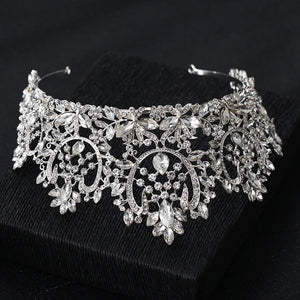 European Baroque Sparkling Crystal Big Bridal Tiara Crown Rhinestone Pageant Diadem Couronne De Mariage Wedding Hair Accessories