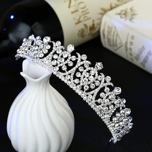 Luxury Silver Color Crystal Wedding Tiaras Hairband Rhinestone Pageant Diadem Prom Crown Bridal Hair Accessories tiara de noiva