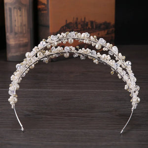 Luxury Pearl Crystal Bridal Tiaras Wedding Crown Crystal-manmade Diadem For Bride Hair Jewelry Hairband Accessories Hair Wear