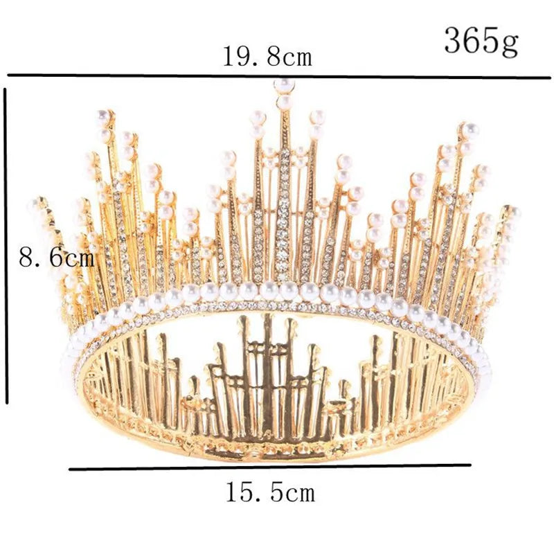 Luxury Full Rhinestone Tiara Crowns For Women/Girls Pageant Prom Round Diadem Wedding Bridal Hair Jewelry Accessories - EUFASHIONBAGS