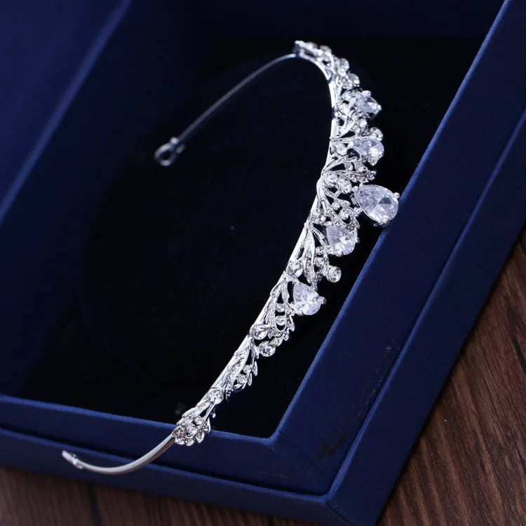 Fashion Zircon Bridal Tiara Headpiece Silver Color Crystal Wedding Crown Hair Accessories Women Birthday Party Rhinestone Crowns - EUFASHIONBAGS