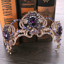 Cargar imagen en el visor de la galería, Baroque Purple Crystal Beauty Princess Crown Tiaras Magnificent Rhinestone Diadem for Bride Hairbands Wedding Hair Accessories