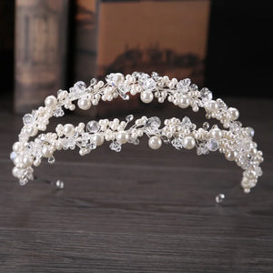 Luxury Pearl Crystal Bridal Tiaras Wedding Crown Crystal-manmade Diadem For Bride Hair Jewelry Hairband Accessories Hair Wear