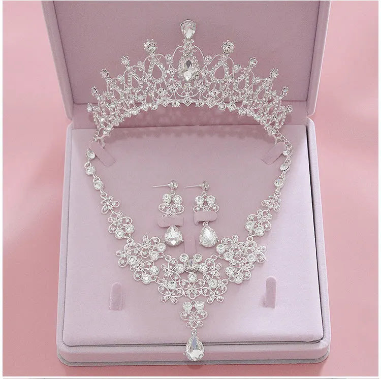 High Quality Fashion Crystal Wedding Bridal Jewelry Sets Women Bride Tiara Crowns Earring Necklace Wedding Jewelry Accessories - EUFASHIONBAGS