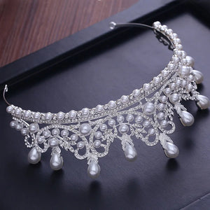 Tiaras And Crowns Luxury CZ Pearl Princess Pageant Engagement Wedding Hair Accessories For Bridal Jewelry Shine Crystal Crown