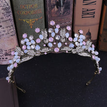 画像をギャラリービューアに読み込む, Baroque Handmade Pink Crystal Beads Bridal Tiaras Crowns Pageant Prom Rhinestone Veil Tiara Headbands Wedding Hair Accessories