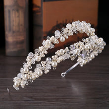 画像をギャラリービューアに読み込む, Luxury Pearl Crystal Bridal Tiaras Wedding Crown Crystal-manmade Diadem For Bride Hair Jewelry Hairband Accessories Hair Wear